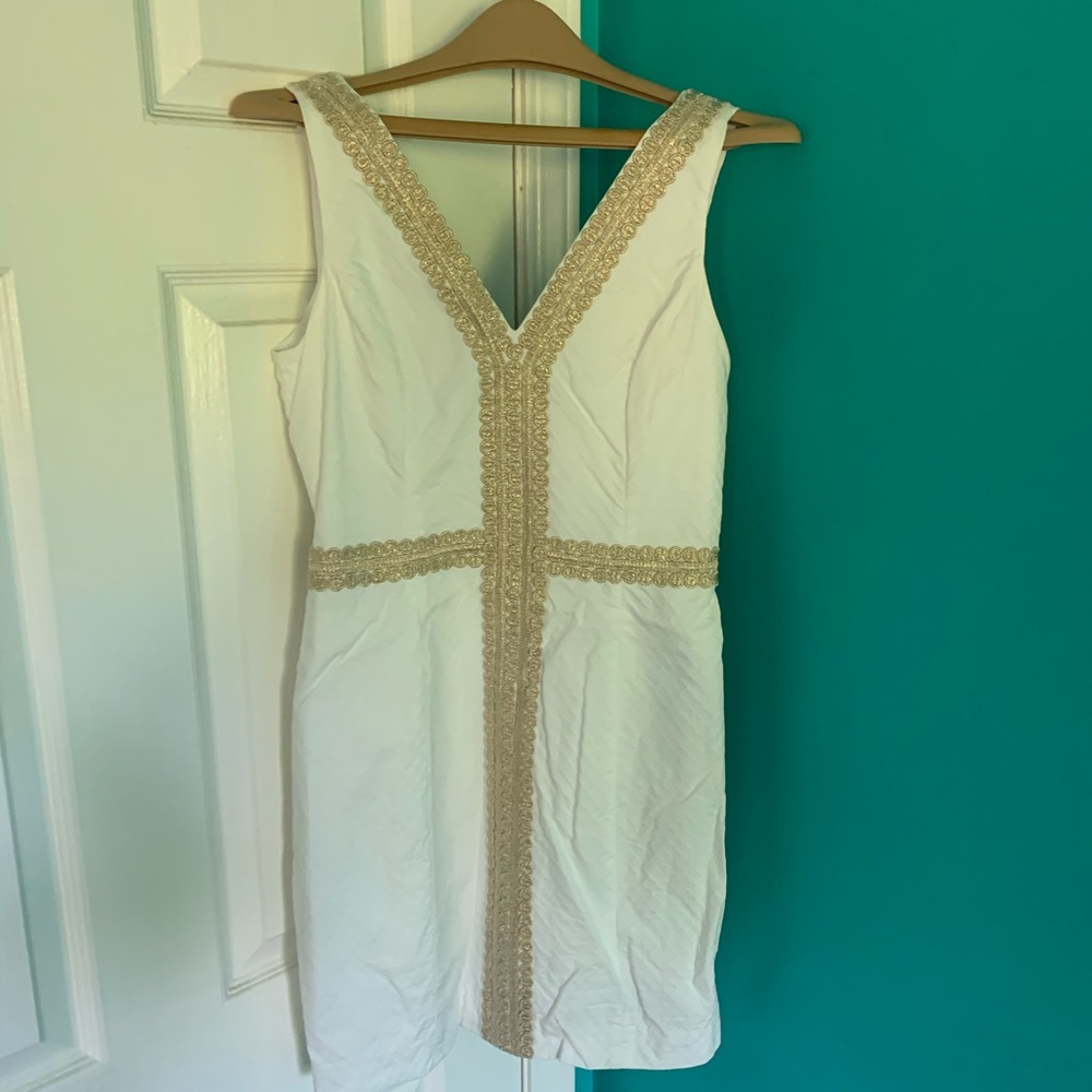 WHITE AND GOLD LILLY PULITZER DRESS